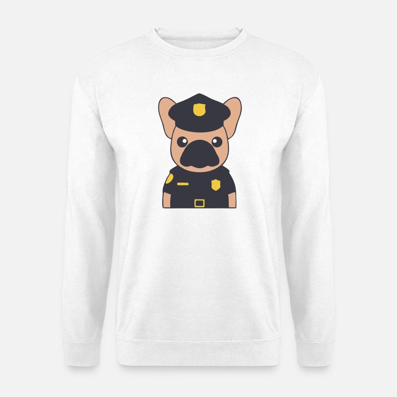 Frenchie Polizist Cop Uniform - Unisex Pullover - Weiß