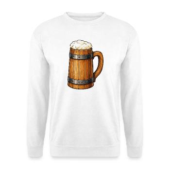 Conception en bois de la chope en tonneau de bière - Sweat-shirt Unisexe - blanc - Devant