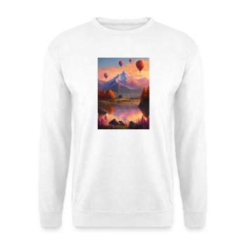 Ballonfahrt  am Bergsee bei Abendrot - Unisex Pullover - Weiß - Vorne