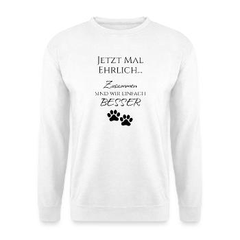 Zusammen besser – Pfote Minimal Design schwarz - Unisex Pullover - Weiß - Vorne