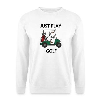 Spiel einfach Golf: Duck dich im Golfwagen - Unisex Pullover - Weiß - Vorne