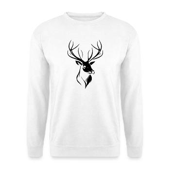 Elegant silhouette of a black deer's head - Unisex Sweatshirt - white - Front