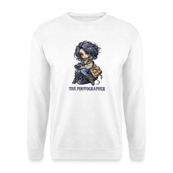 Süße Chibi Fotografin auf Kameraobjektiv - Unisex Pullover - Weiß - Vorne