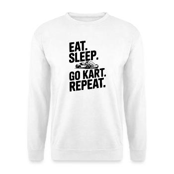 Iss. Schlaf. Go Kart. Wiederholen. - Unisex Pullover - Weiß - Vorne