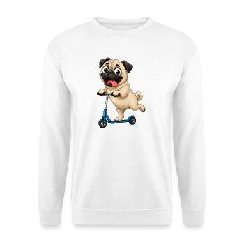 Pug Dog Scooter Scooter Funny Cartoon - Unisex Sweatshirt - white - Front