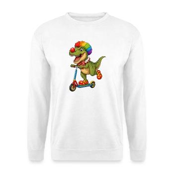 Cute Dino T-Rex Clown on Roller - Unisex Sweatshirt - white - Front