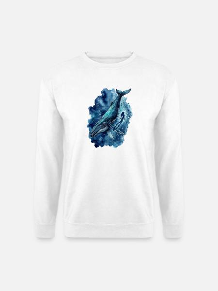 Deep Blue Odyssey Humpback & Freedive - Unisex Pullover - Weiß