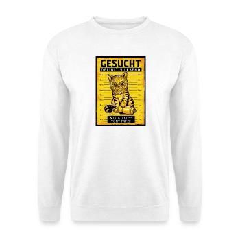 Graffiti Katze Gesucht - Unisex Pullover - Weiß - Vorne - Alina (178cm) & Michal (187cm)