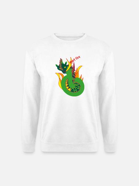 Feuerdrachen "don't fire", Abstraktion - Unisex Pullover - Weiß