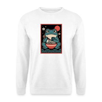 Frosch-Nudelphone Retro-Poster - Unisex Pullover - Weiß - Vorne - Alina (178cm) & Michal (187cm)