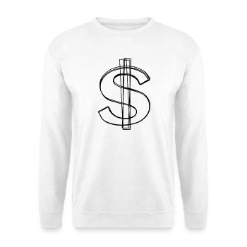 Dollarzeichen handgezeichnet - Unisex Pullover - Weiß - Vorne - Alina (178cm) & Michal (187cm)