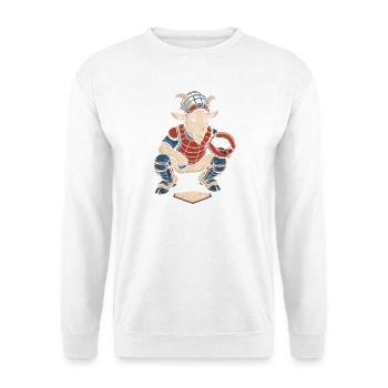 Baseball Catcher Ziege volle Ausrüstung - Unisex Pullover - Weiß - Vorne - Alina (178cm) & Michal (187cm)