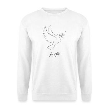 Friedenstaube faith - Unisex Pullover - Weiß - Vorne - Alina (178cm) & Michal (187cm)