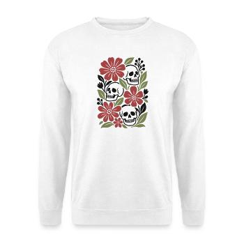 Floral Skull Retro Herbstästhetik - Unisex Pullover - Weiß - Vorne - Alina (178cm) & Michal (187cm)