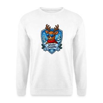 Winterträume Reh im Schnee - Unisex Pullover - Weiß - Vorne - Alina (178cm) & Michal (187cm)