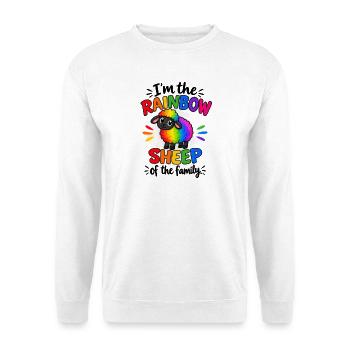 I’m the Rainbow Sheep of the Family  - Unisex Pullover - Weiß - Vorne - Alina (178cm) & Michal (187cm)
