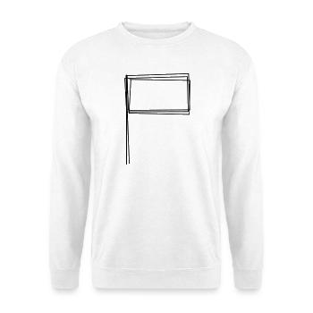 Eckfahne handgezeichnet - Unisex Pullover - Weiß - Vorne - Alina (178cm) & Michal (187cm)