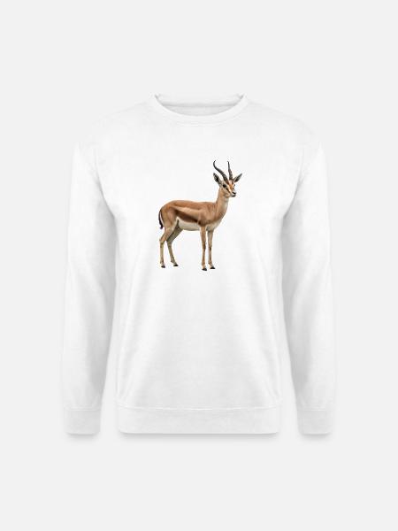 Gazellen-Silhouette im Goldenen Horizont - Unisex Pullover - Weiß