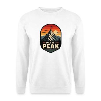 Das ist Peak Retro Berg Abzeichen Vektor Shirt - Unisex Pullover - Weiß - Vorne - Alina (178cm) & Michal (187cm)