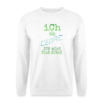 Cedric als Vorname - Unisex Pullover - Weiß - Vorne - Alina (178cm) & Michal (187cm)