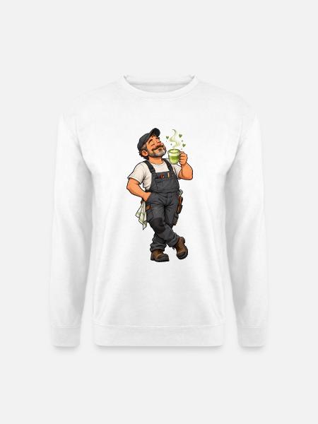 Hausmeister mit Matcha Latte – Lustiges Motiv - Unisex Pullover - Weiß