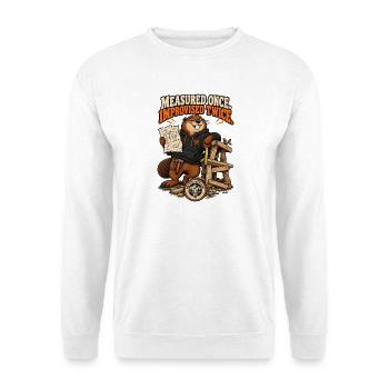 RobVibe Wild Club – Improvisierender Biber - Unisex Pullover - Weiß - Vorne - Alina (178cm) & Michal (187cm)