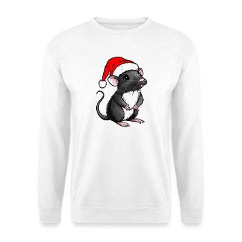 Weihnachtsmann Ratte - Unisex Pullover - Weiß - Vorne - Alina (178cm) & Michal (187cm)