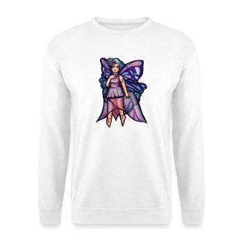 Schmetterlingsfee im lavendelfarbenen Glanz - Unisex Pullover - Weiß - Vorne - Alina (178cm) & Michal (187cm)