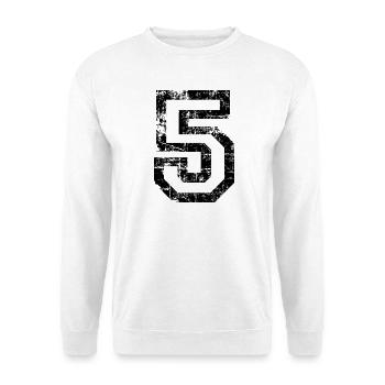 Zahl 5 (Vintage Weiß) 5. Geburtstag Nr. 5 - Unisex Pullover - Weiß - Vorne
