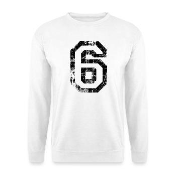 Zahl 6 (Vintage Weiß) 6. Geburtstag Nr. 6 - Unisex Pullover - Weiß - Vorne