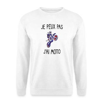 T-shirt j'peux pas j'ai moto idée cadeau - Sweat-shirt Unisexe - blanc - Devant