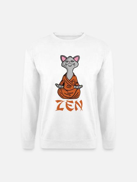 Zen-Katze - Unisex Pullover - Weiß
