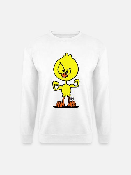 Defiant Duck Cartoon Illustration - Unisex Sweatshirt - white