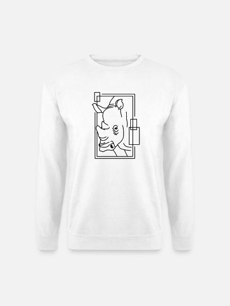 Rhinoceros in geometric design - Unisex Sweatshirt - white