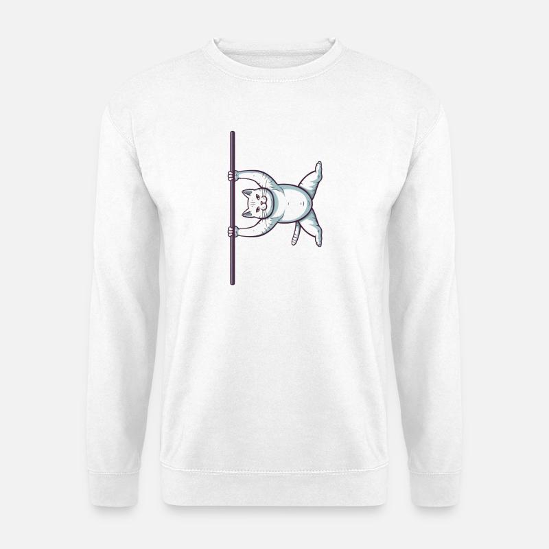 Weiße Comic Katze im Iron X - Unisex Pullover - Weiß