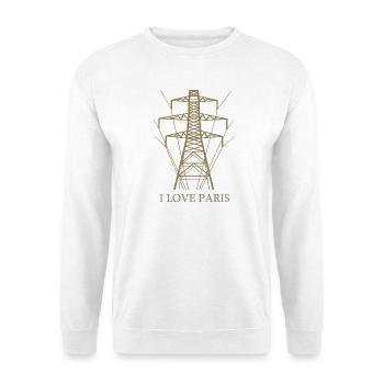 Ironisch Ich liebe Paris Eiffelturm als Strommast - Unisex Pullover - Weiß - Vorne