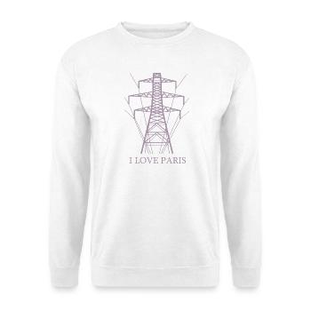 Ironisch Ich liebe Paris Eiffelturm als Strommast - Unisex Pullover - Weiß - Vorne