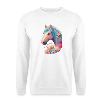 Cheval fleur - Sweat-shirt Unisexe - blanc - Devant