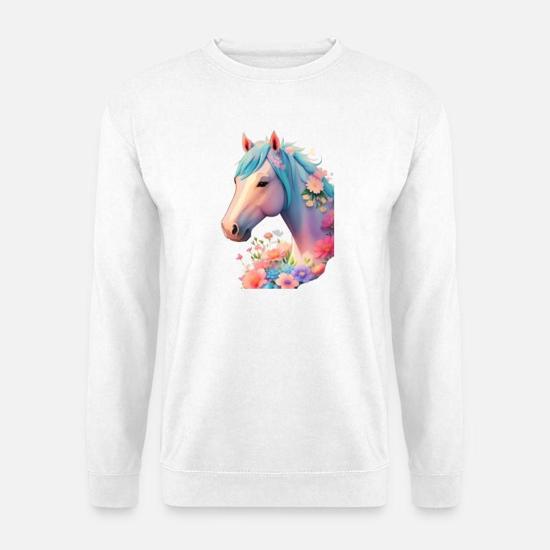 Blütenpferdchen - Unisex Pullover - Weiß
