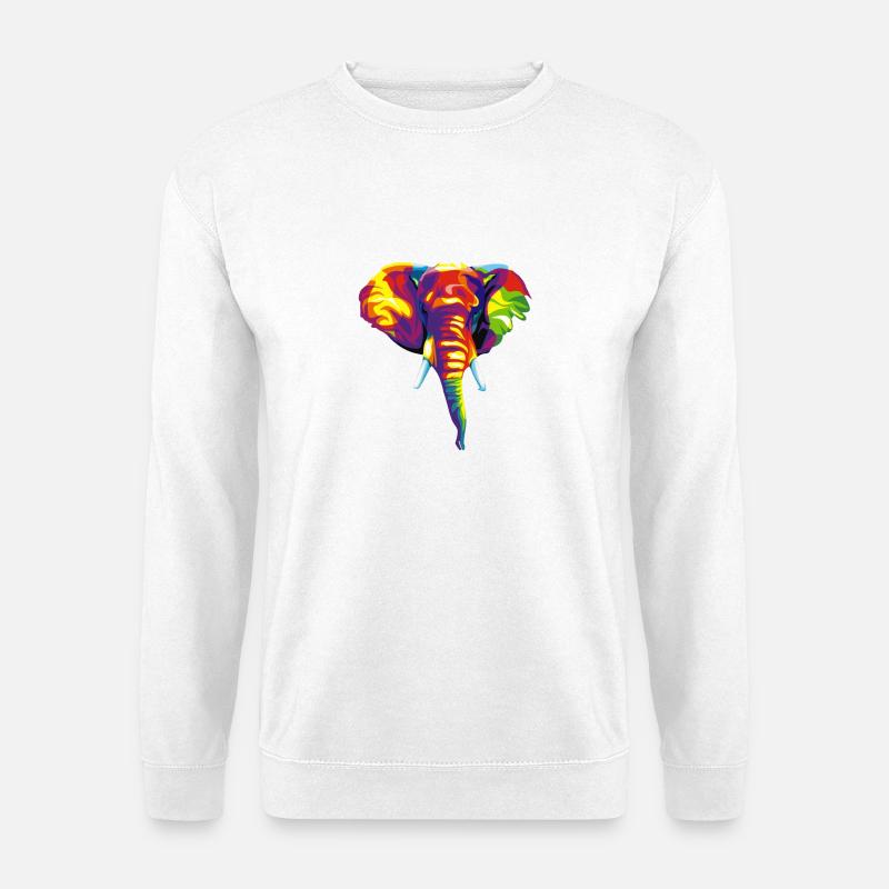 Éléphant avec motif abstrait coloré. - Sweat-shirt Unisexe - blanc