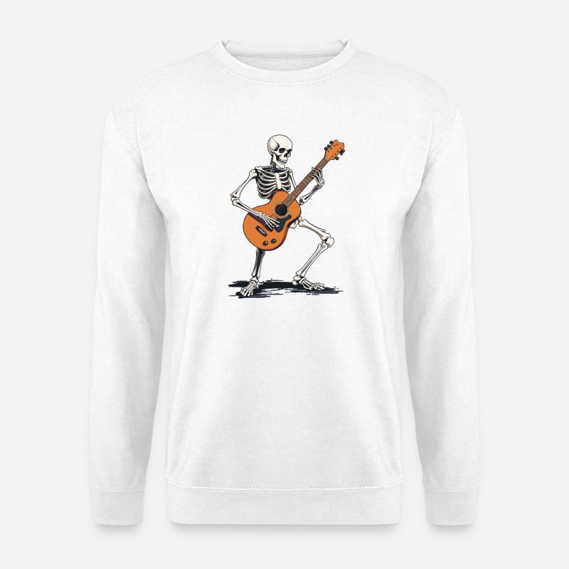 Skelett mit Gitarre - Unisex Pullover - Weiß