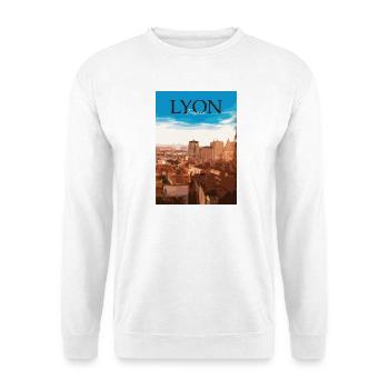 Lyon Stadtlandschaft Sonnenuntergang - Unisex Pullover - Weiß - Vorne