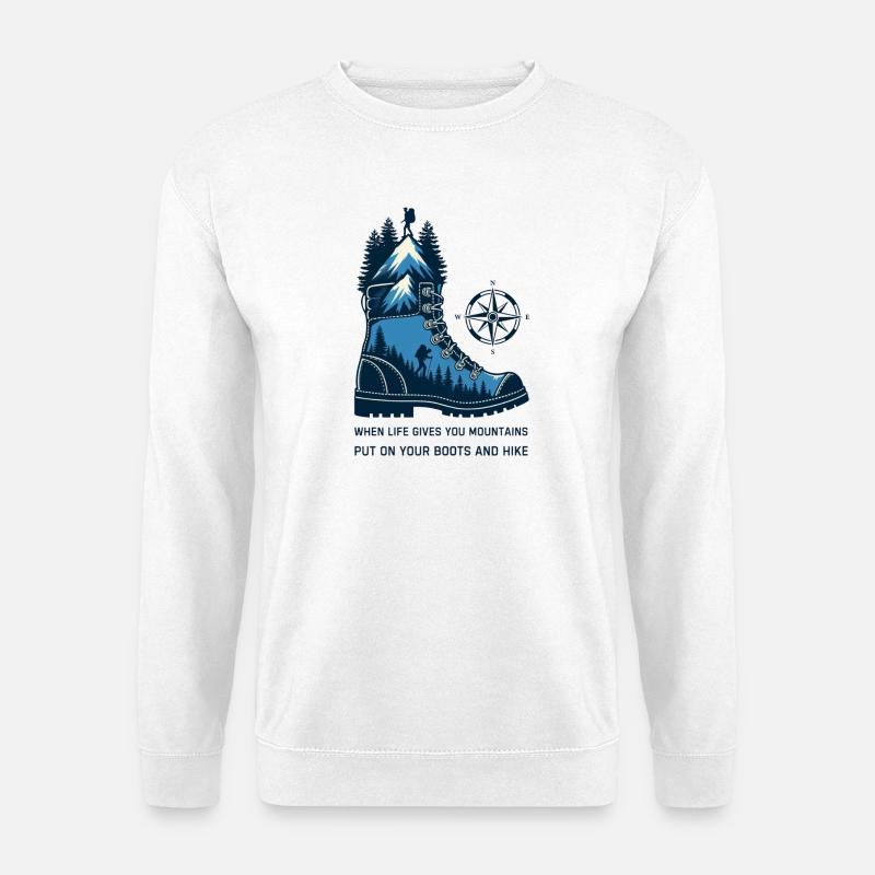 Mountain Boot with Compass - Unisex Sweatshirt - white