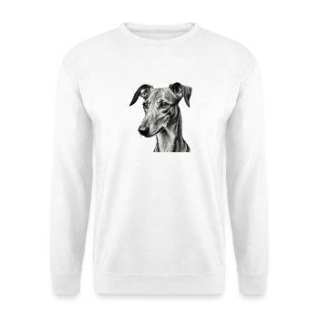 Grauer Windhund Porträt Zeichnung - Unisex Pullover - Weiß - Vorne