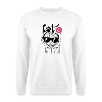 Sweat à capuche pour chat avec lunettes de soleil - Sweat-shirt Unisexe - blanc - Devant