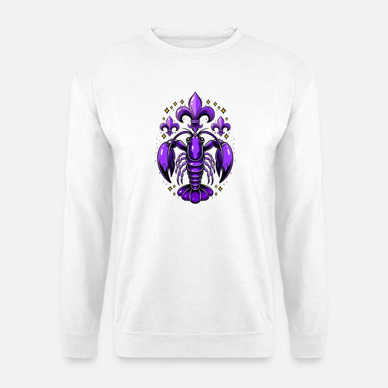 Mardi Gras crawfish with fleur-de-lis design - Unisex Sweatshirt - white