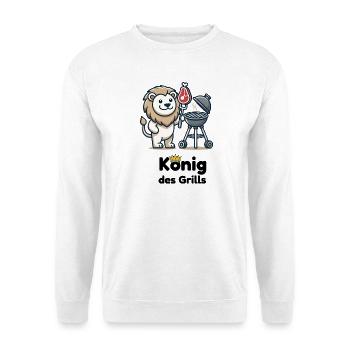 Löwe am Grill mit Krone - Unisex Pullover - Weiß - Vorne