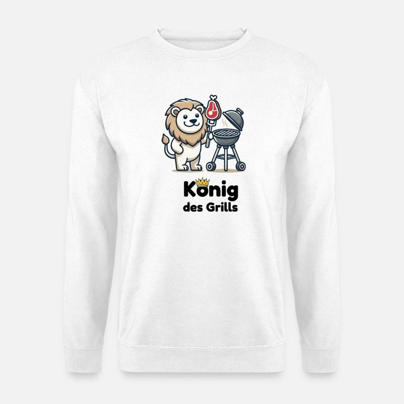 Löwe am Grill mit Krone - Unisex Pullover - Weiß