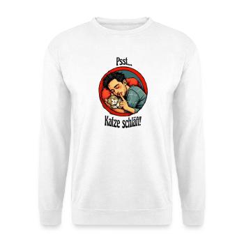 Katze schläft - Unisex Pullover - Weiß - Vorne