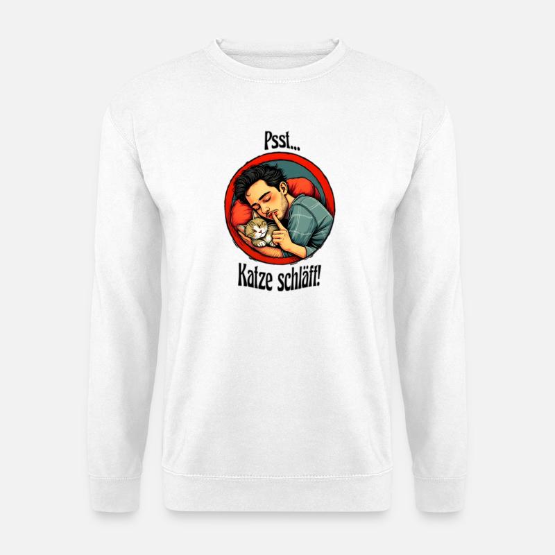 Katze schläft - Unisex Pullover - Weiß